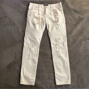 STAMPD Men’s Distressed White Jeans Size 33x30